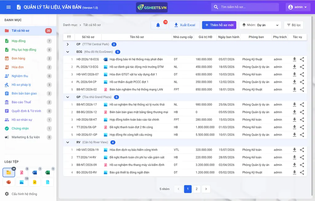 Webapp | Quản Lý Tài Liệu, Văn Bản (v1.0)