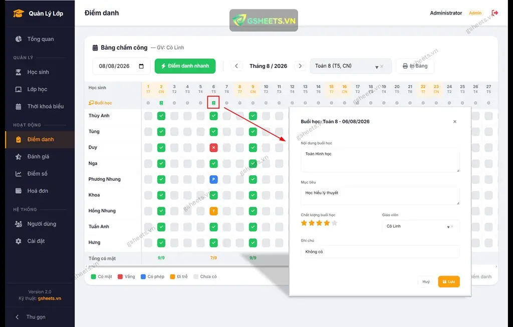 Webapp | Quản Lý Lớp Học (v2.0)